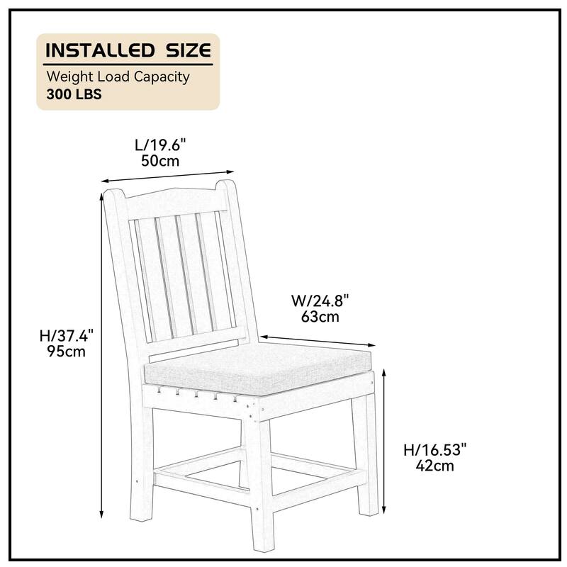 Recycled Plastic Armless Outdoor Patio Dining Chairs (Set of 2) - N/A