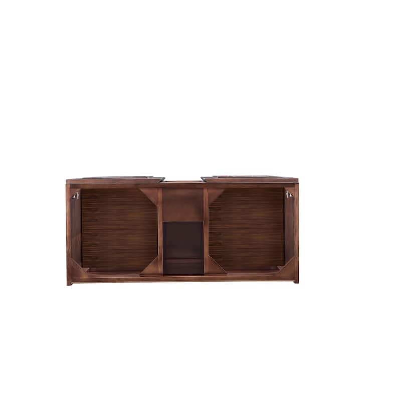 James Martin Vanities Alicante 39.5" Single Vanity Cabinet, Mid Century Acaia, w/ White Glossy Composite Stone Countertop