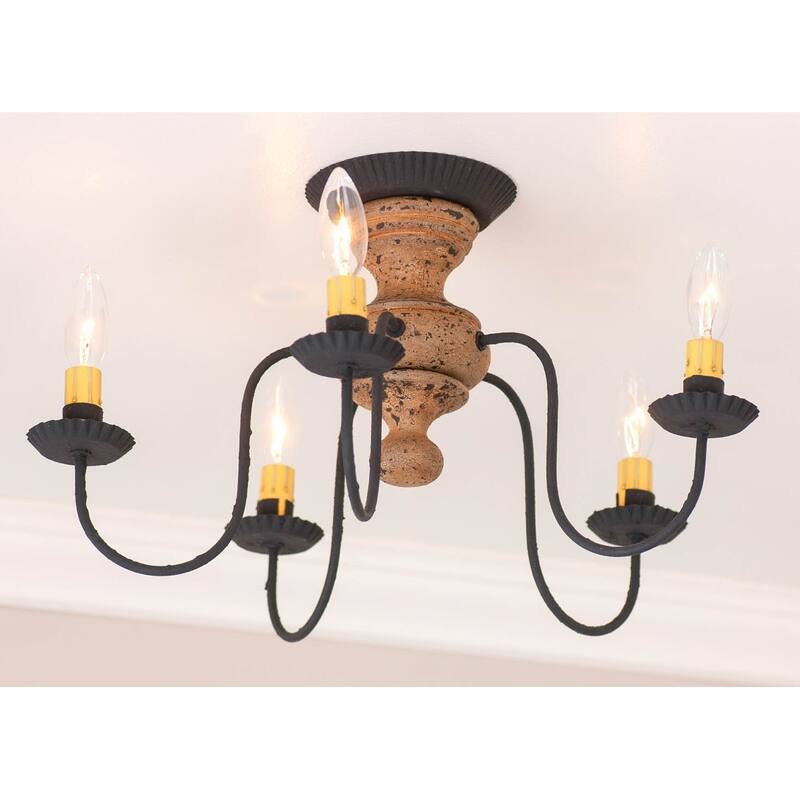 Irvins Country Tinware Thorndale Wood Ceiling Light - Buttermilk - 10.5 X 18.5 X 18.5 inches