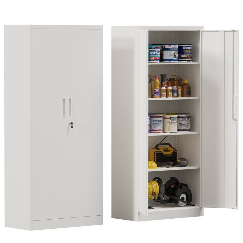 72"H Metal File Storage Cabinet with 2 Doors & 4 Adjustable Shelves