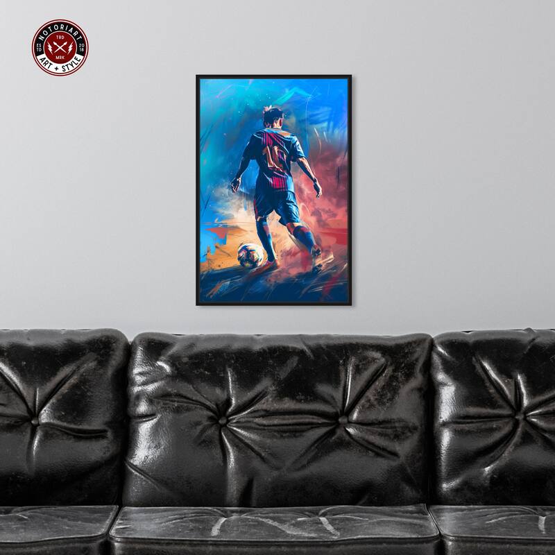 Notoriart Bold And Colorful Soccer Player Framed Soccer 1 Piece Canvas Wall Art