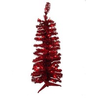 3 Pre Lit Red Artificial Pencil Tinsel Christmas Tree 3 Pre Lit Red Artificial Pencil Tinsel Christmas Tree