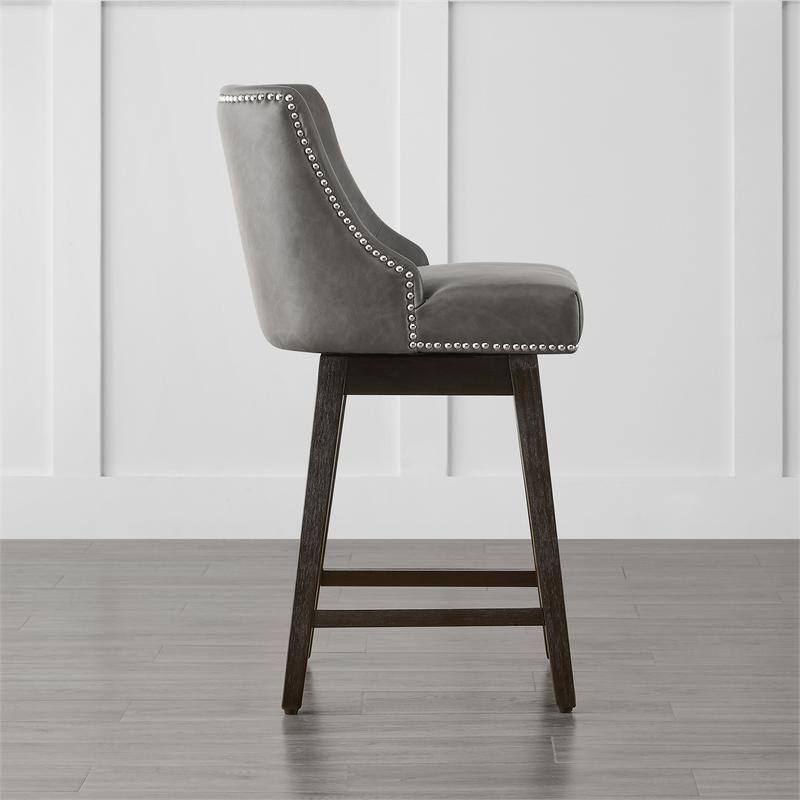 Spruce & Spring Olive Upholstered Counter Height Swivel Barstools-Single