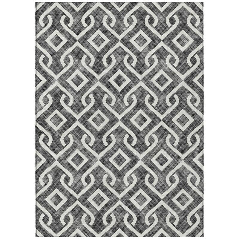 Machine Washable Indoor/ Outdoor Chantille Trellis Scroll Rug