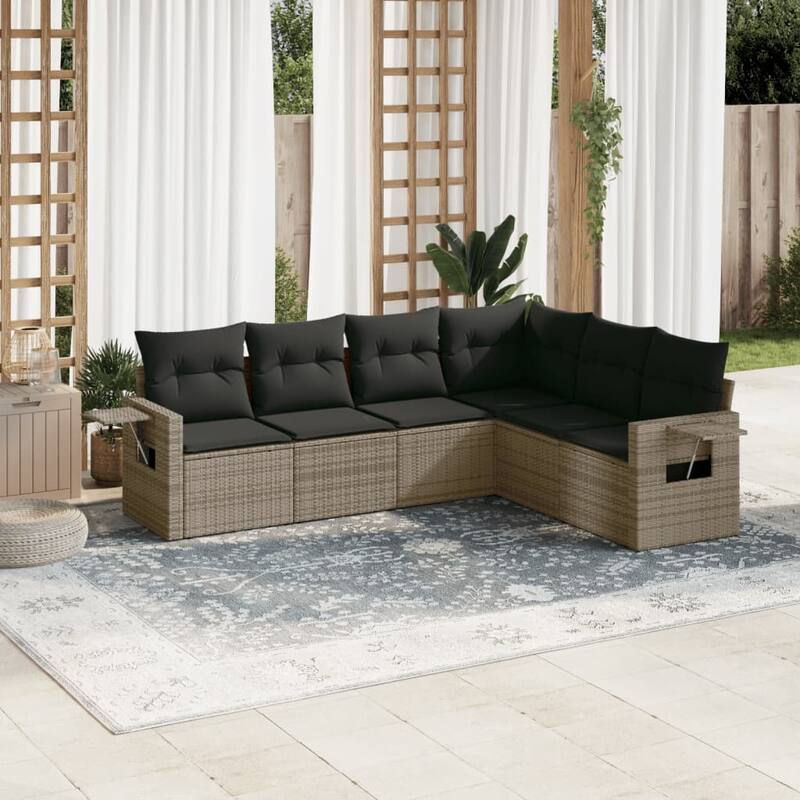 vidaXL Patio Sofa Set with Cushions Outdoor Conversation Furniture Poly Rattan