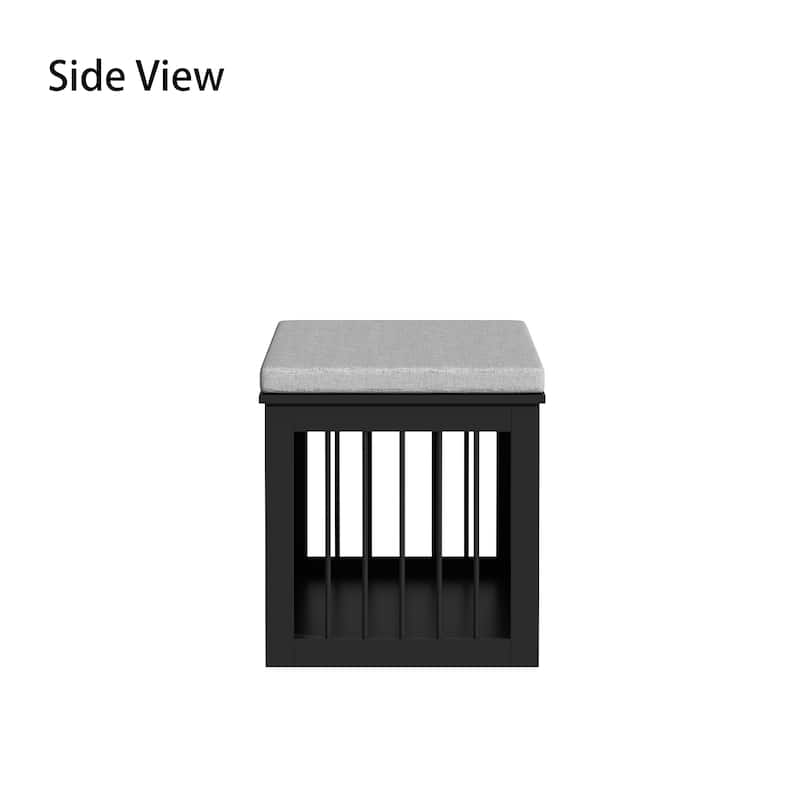 Chic Pet Haven: Luxe Wooden Dog Crate & Designer Home Bench - 47.2"