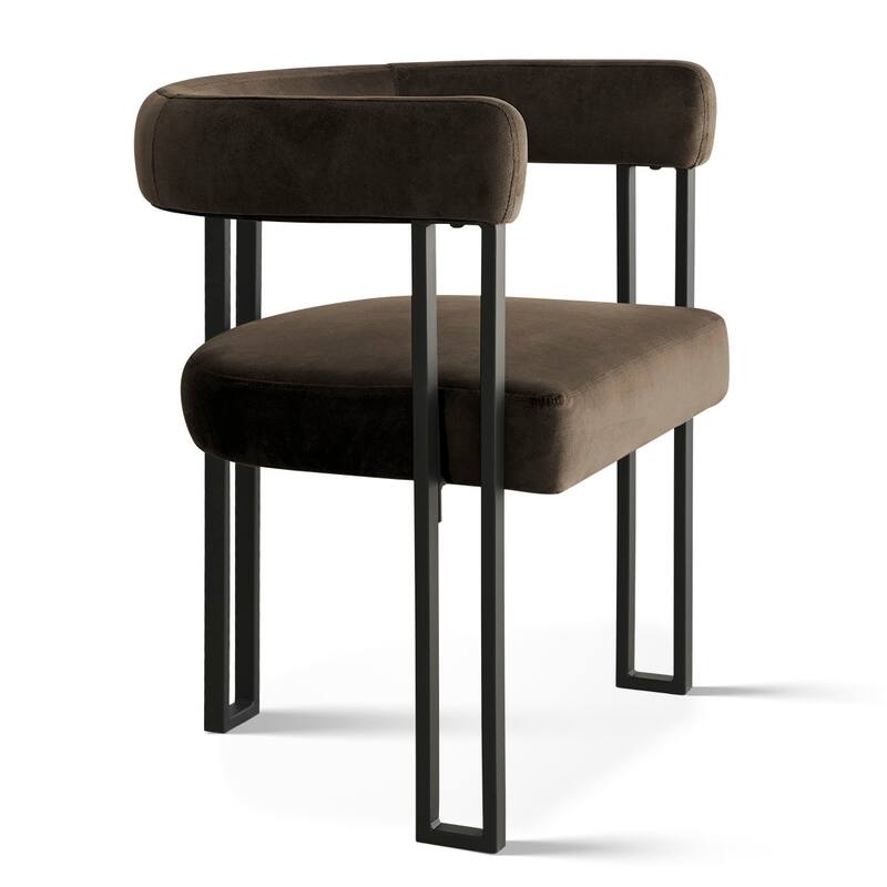Modern Velvet Upholstered Dining Armchairs with Black Metal Legs (Set of 2/4/6)