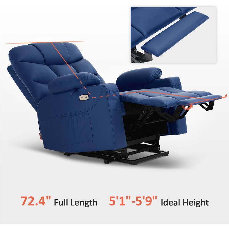 MCombo Electric Power Lift Recliner Chair Sofa for Elderly, 2 Side Pockets and Cup Holders, Faux Leather 7288
