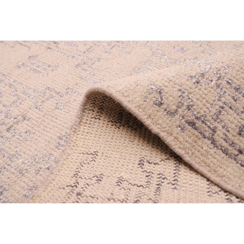 ECARPETGALLERY Hand-knotted Tangier Light Khaki Viscose, Wool Rug - 5'4 x 7'7