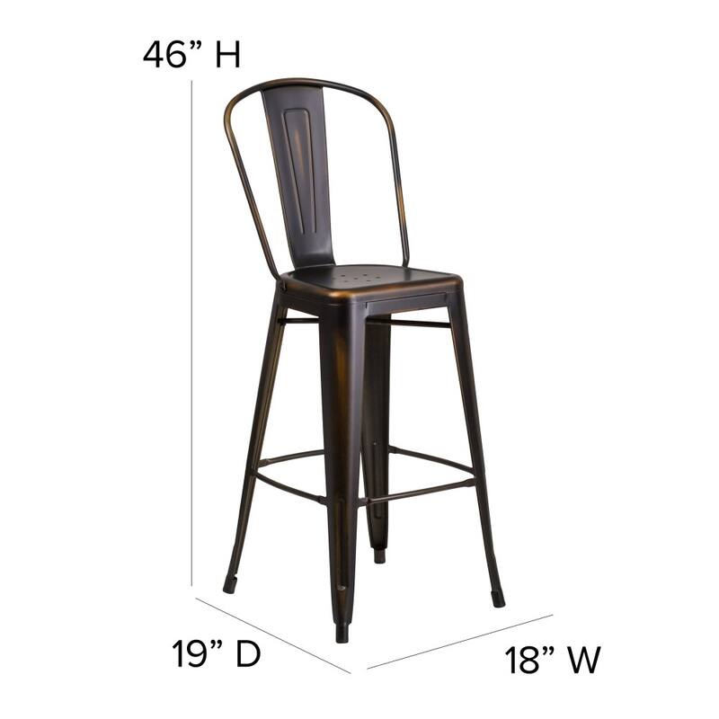 All-Weather Bar Height Stool with Poly Resin Seat