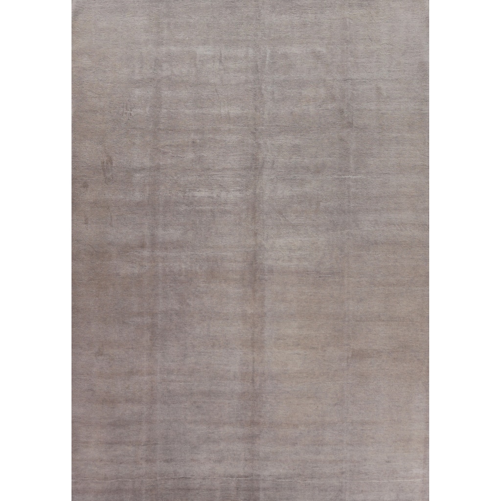 Hand Knotted Oriental 100% Wool Carpet Modern Solid Greys & Charcoal Gabbeh Area Rug - 12' 10'' X 10' 0''
