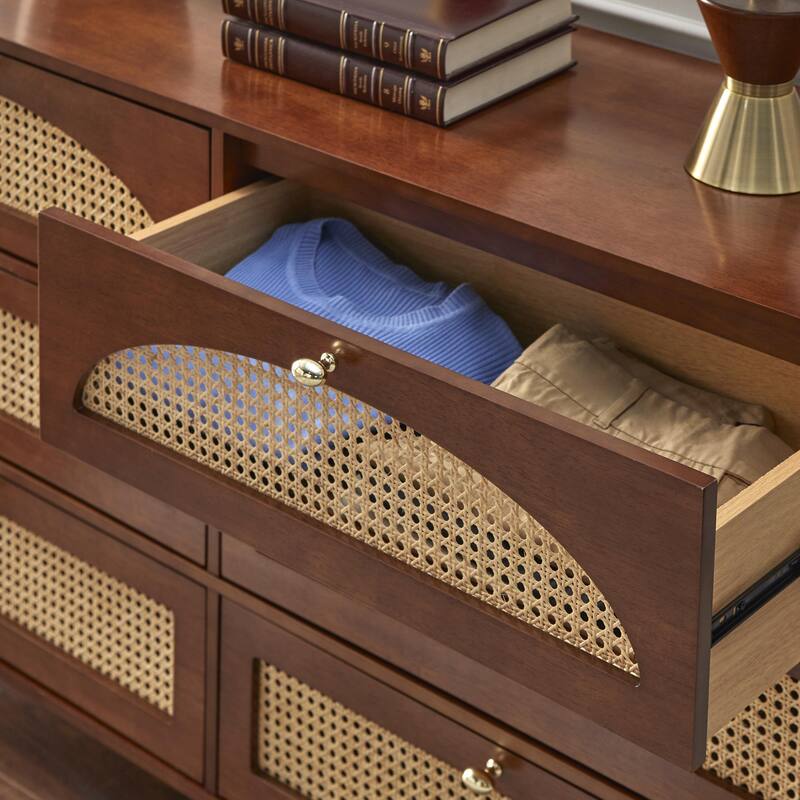Lifestorey Taylor 6-Drawer Dresser with Natural Cane