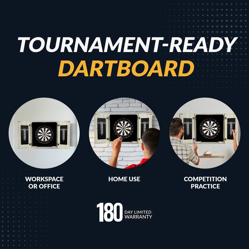 Hathaway Drifter Bristle Dartboard Cabinet Set - Rustic Gray