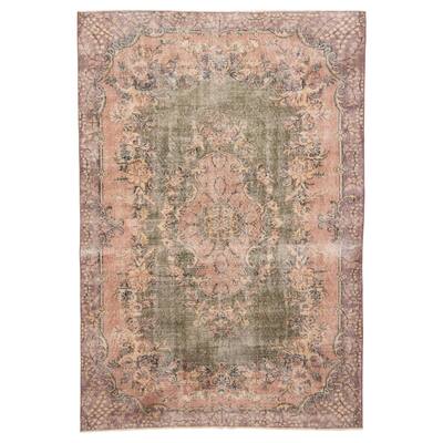 ECARPETGALLERY Hand-knotted Melis Vintage Green, Green Wool Rug - 6'7 x 9'8