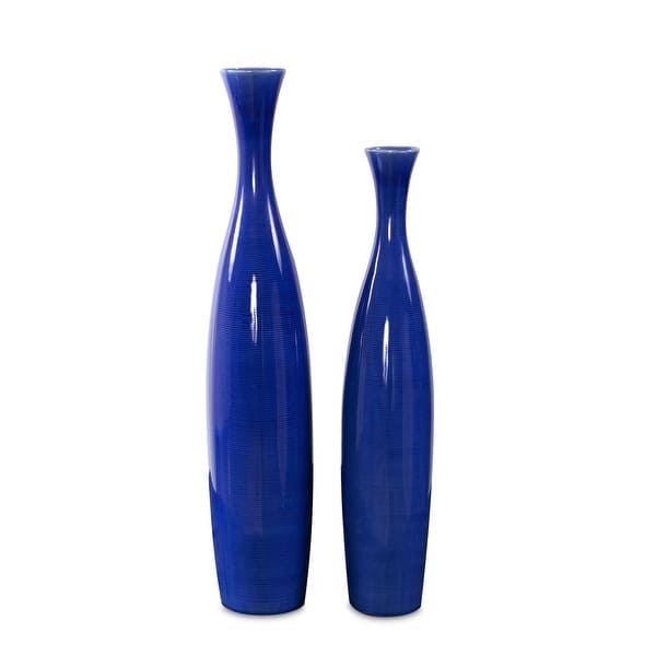 slide 2 of 8, Allan Andrews Cobalt Blue Glaze Ceramic Vases - Set of 2