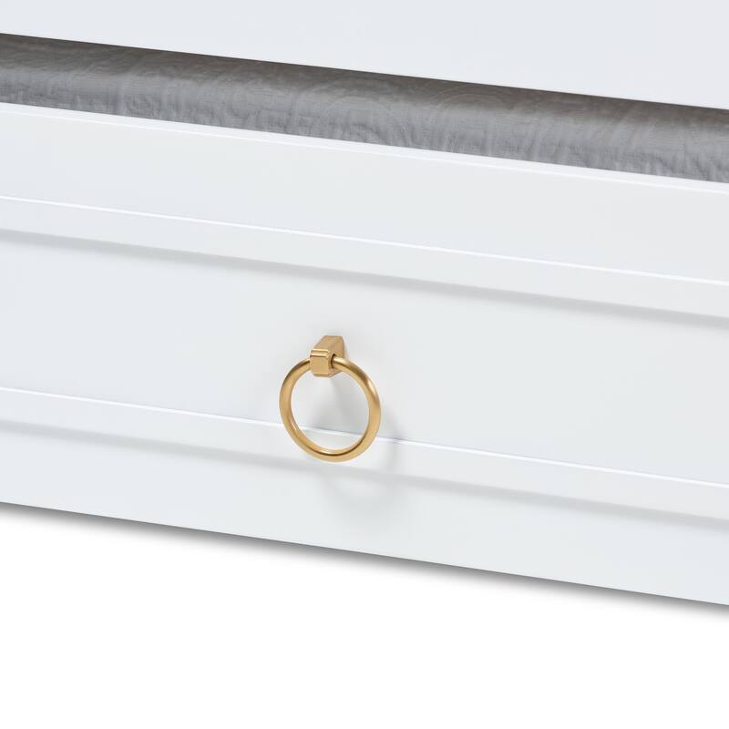 Twin Size Daybed with Trundle - Classic Wood Daybed for Guest Room, Living Room - White Finish