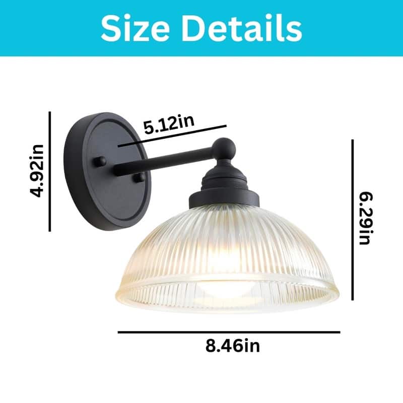 Industrial bulb light black light fixture glass, metal wall light