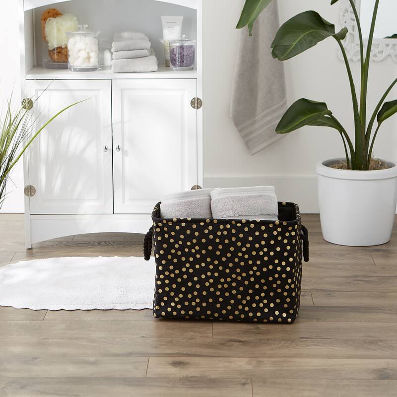 Polyester Bin Dots, Gold-Black Rectangle Medium 16x10x12 - 16x10x12"