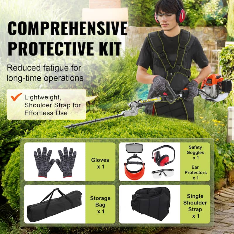 Gas Hedge Trimmer, Gas Powered Handheld Hedge Trimmer with Dual Sided Dual Action Blade