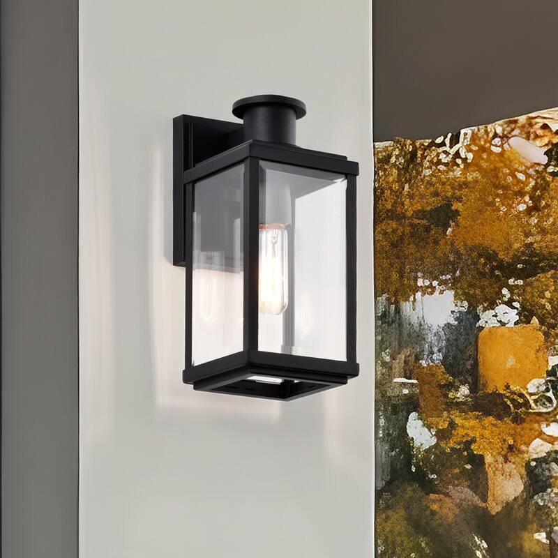 Luca Small Outdoor Lantern Sand Black Finish Clear Beveled Glass - Sand Black