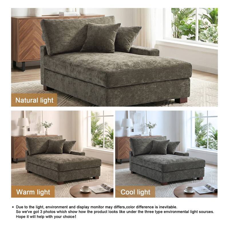 40.8"W Modern Chenille Upholstered Chaise Lounge with Pillow