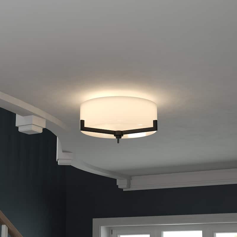Hamlin 17.5" Wide 2-Light Semi Flush Mount with Glass Shade