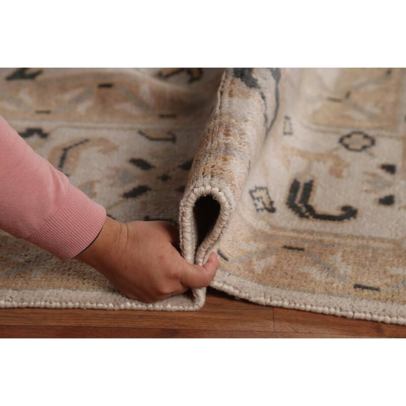 All-Over Floral Oushak Indian Area Rug Handmade Wool Carpet - 9'0" x 11'9"