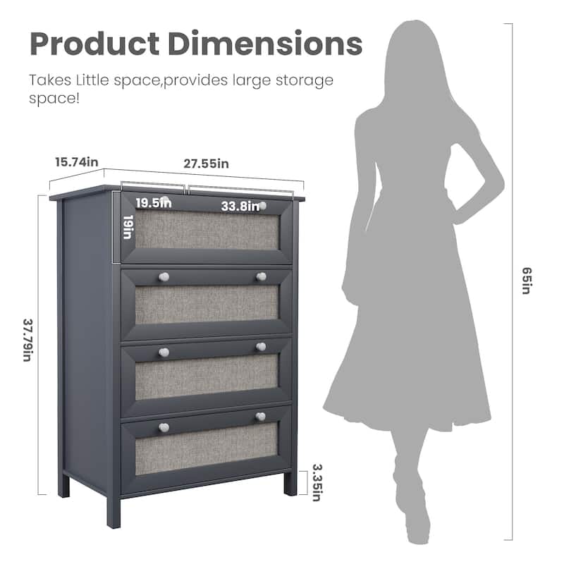 White 4-drawer Fabric Chest with Round Pulls for Easy Access to Interior Items
