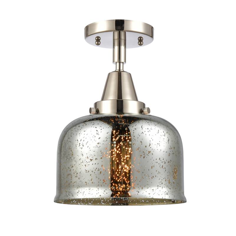 Innovations Lighting Caden Bell - 1 Light 8" Flush Mount - Silver Plated Mercury/Polished Nickel