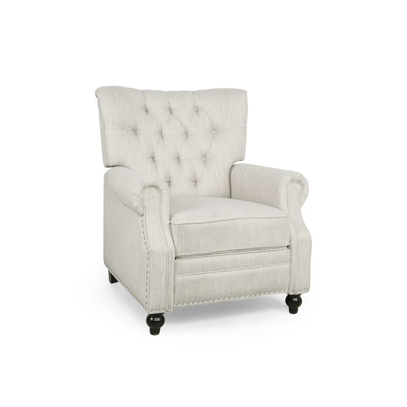 Mid Century Recliner Chair for Adults, Modern Fabric Push Back Recliner Chairs with Button Tufted Upholstered Back & Footrest