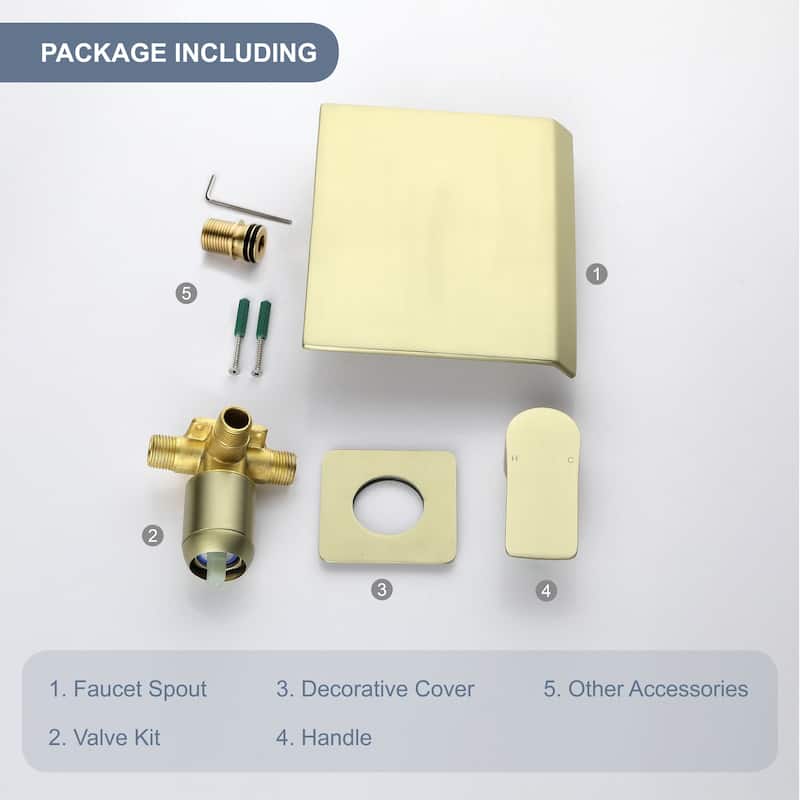 Two-Hole Wall Mounted Waterfall Bathroom Faucet with Accessories