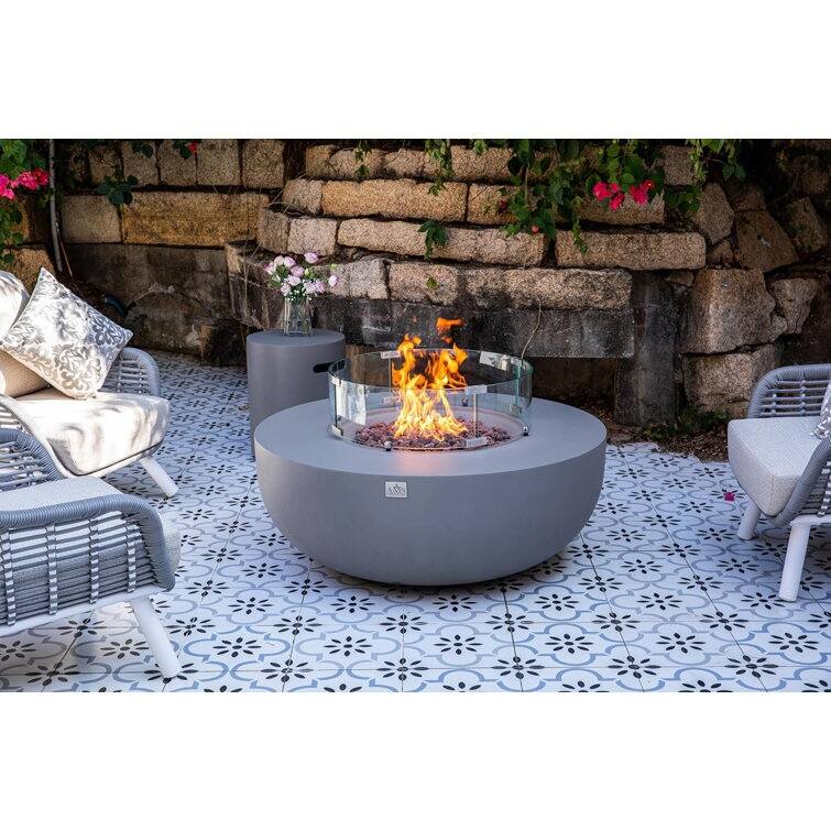 AMS Fireplace Eclipse Round Outdoor Fire Pit Bundle - 44" x 44" x 17"