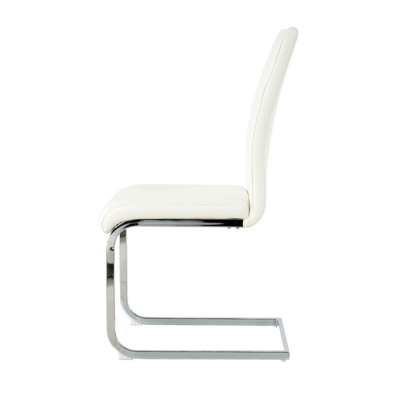 Set of 2,Dining Chairs with Faux Leather Padded Seat Upholstered Chair with Chrome Metal Legs