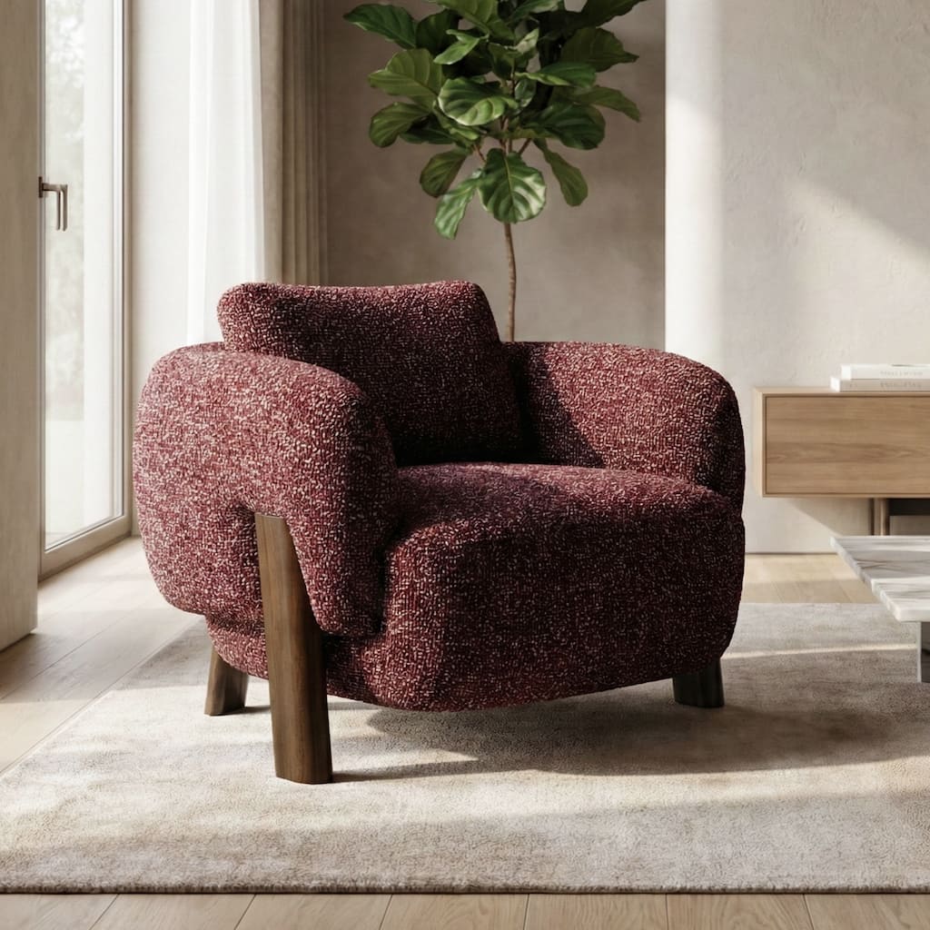 Furniture of America Premier Modern 39-inch Burgundy Tweed Premium Upholstered Accent Chair