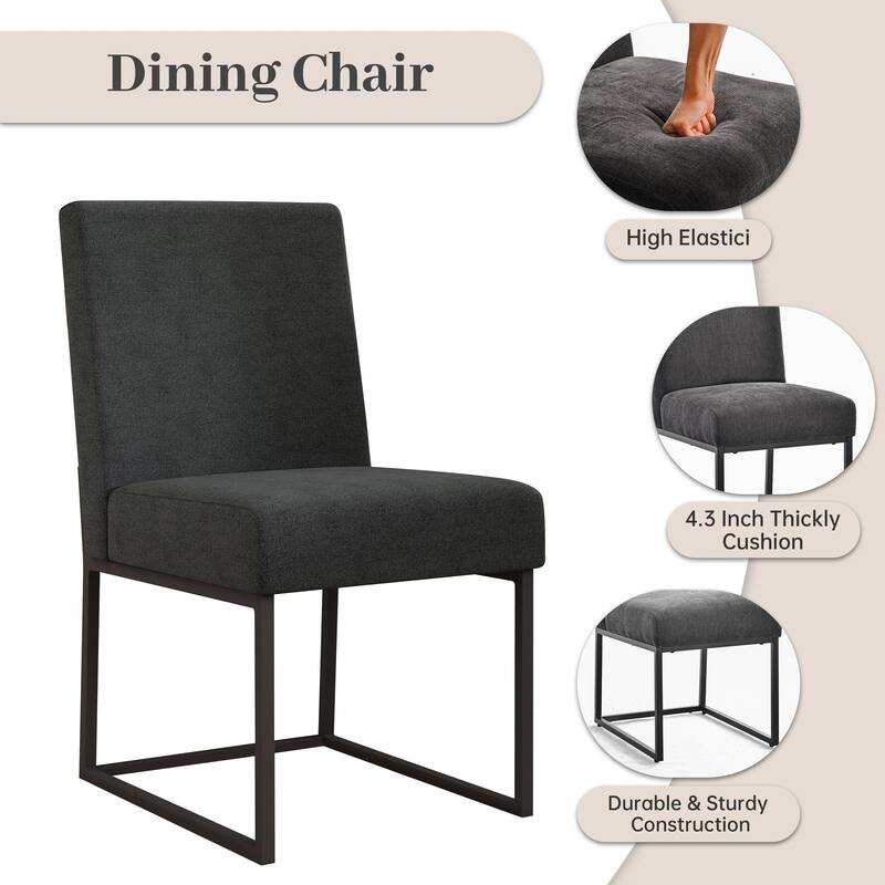 Mid Century Modern Dining Chair with Black Metal Legs