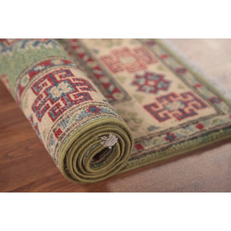 Green Kazak Oriental Foyer Rug Handmade Wool Carpet - 2'9" x 4'3"