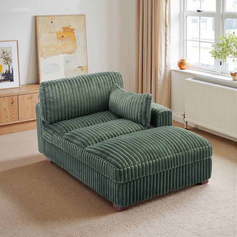 Oversized L-Shape Upholstered Chaise Lounge Sofa Couch - Left Facing - Green