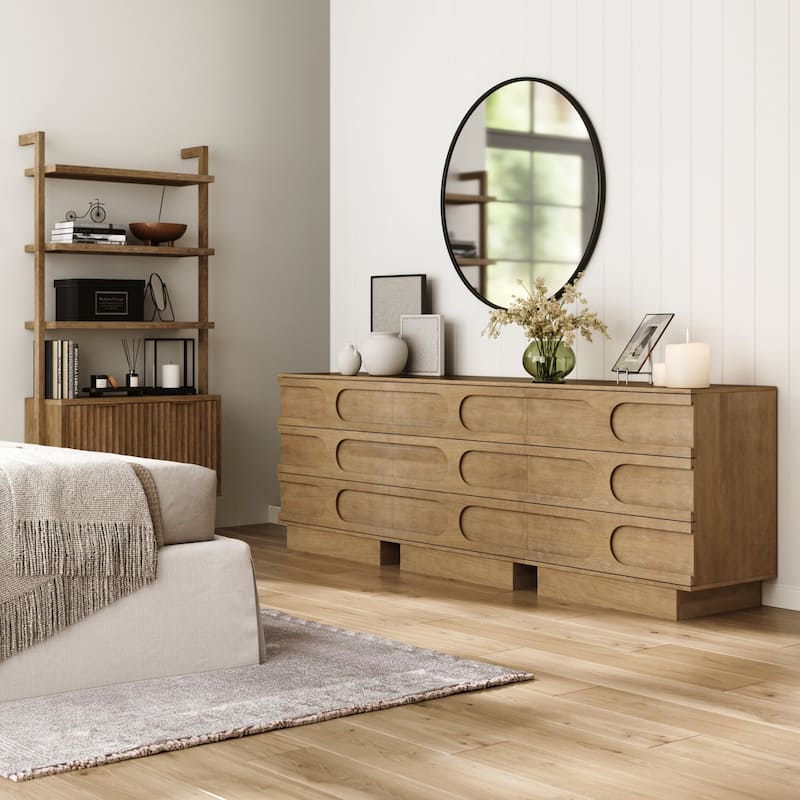 Iris 3 Drawer Dresser, Mid-Century Modern Solid Wood Dresser for Bedroom