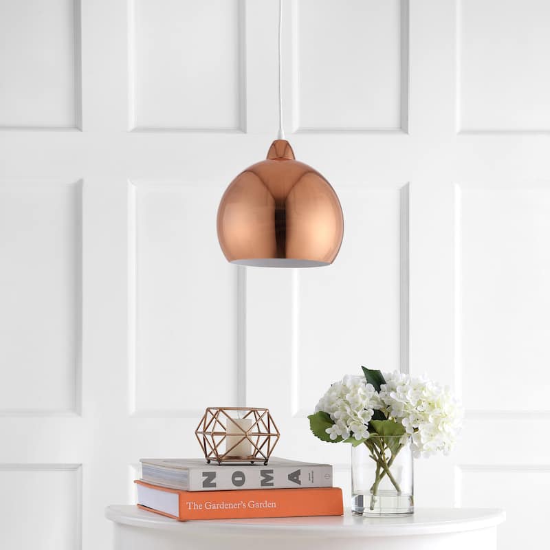 SAFAVIEH Lighting Stella Adjustable 1-Light Led Copper Pendant - 10"x10"x12.1-84.1" - 10Wx10Dx84H
