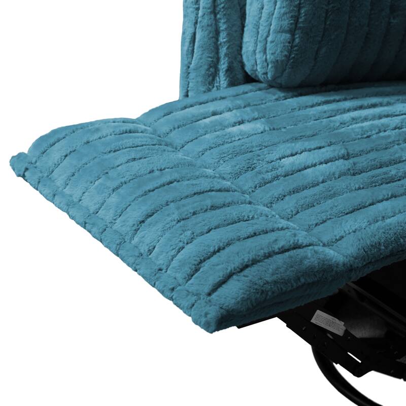 Furniture of America Jorvien Modern Chenille Power Swivel Glider Recliner with Pillows