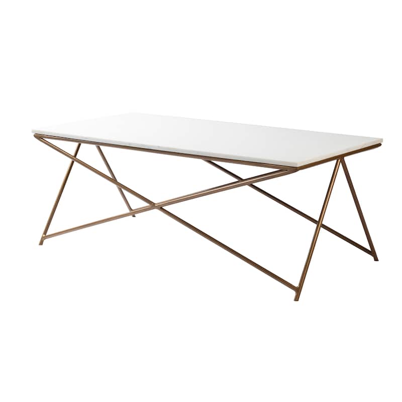 Felicity Marble and Natural Metal Modern Hand Crafted Center Table
