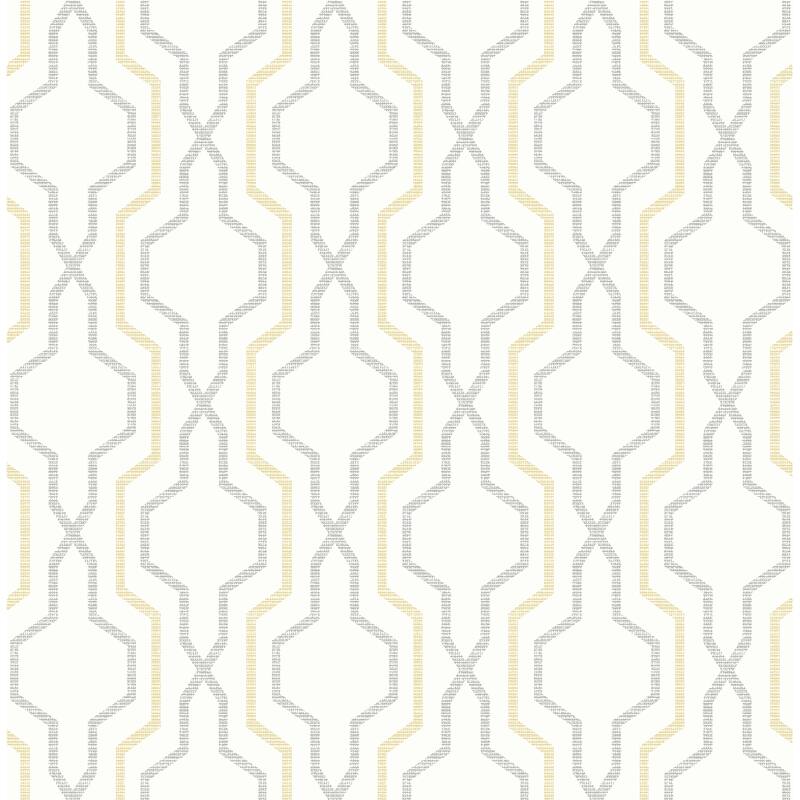 A-Street Prints Rion Yellow Trellis Wallpaper