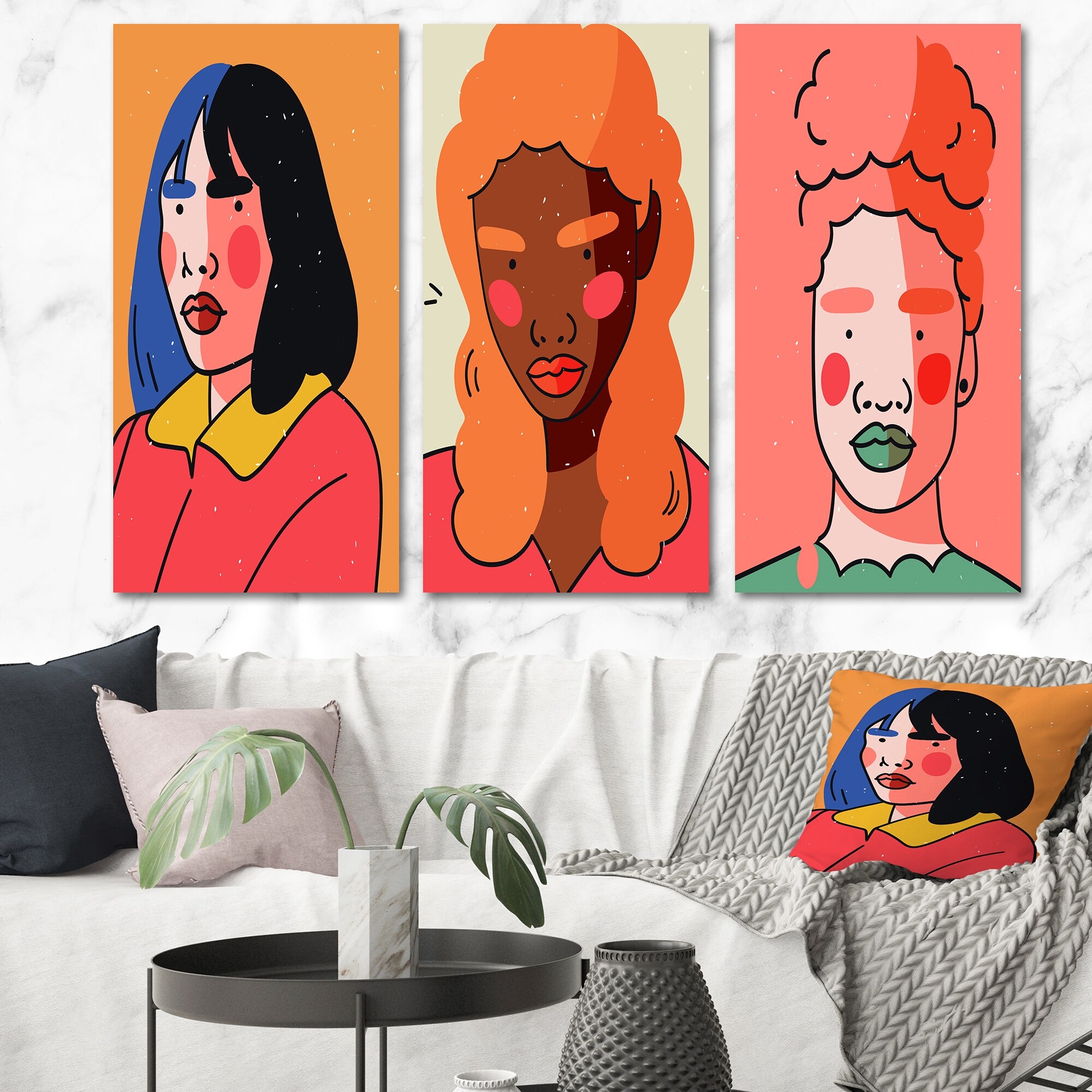 Abstract Minimal Portraits of Young Women I - Modern & Contemporary Art Print by Designart-image