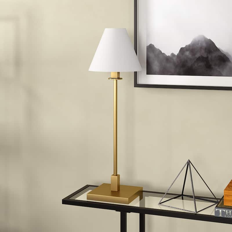 Clement 28" Tall Table Lamp with Fabric Shade - 9" Wide - Brass/White