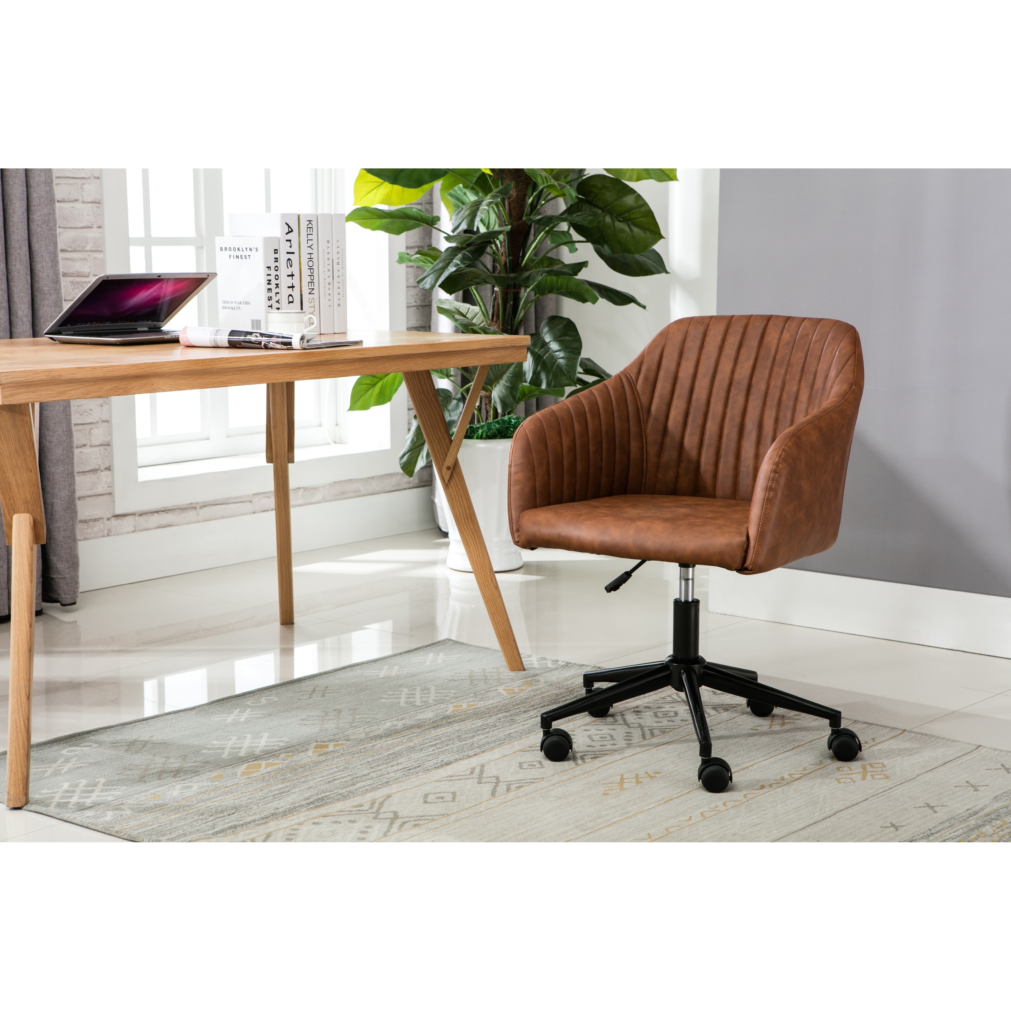 Porthos Home Madison Office Desk Chair Tufted PU Leather Upholstery