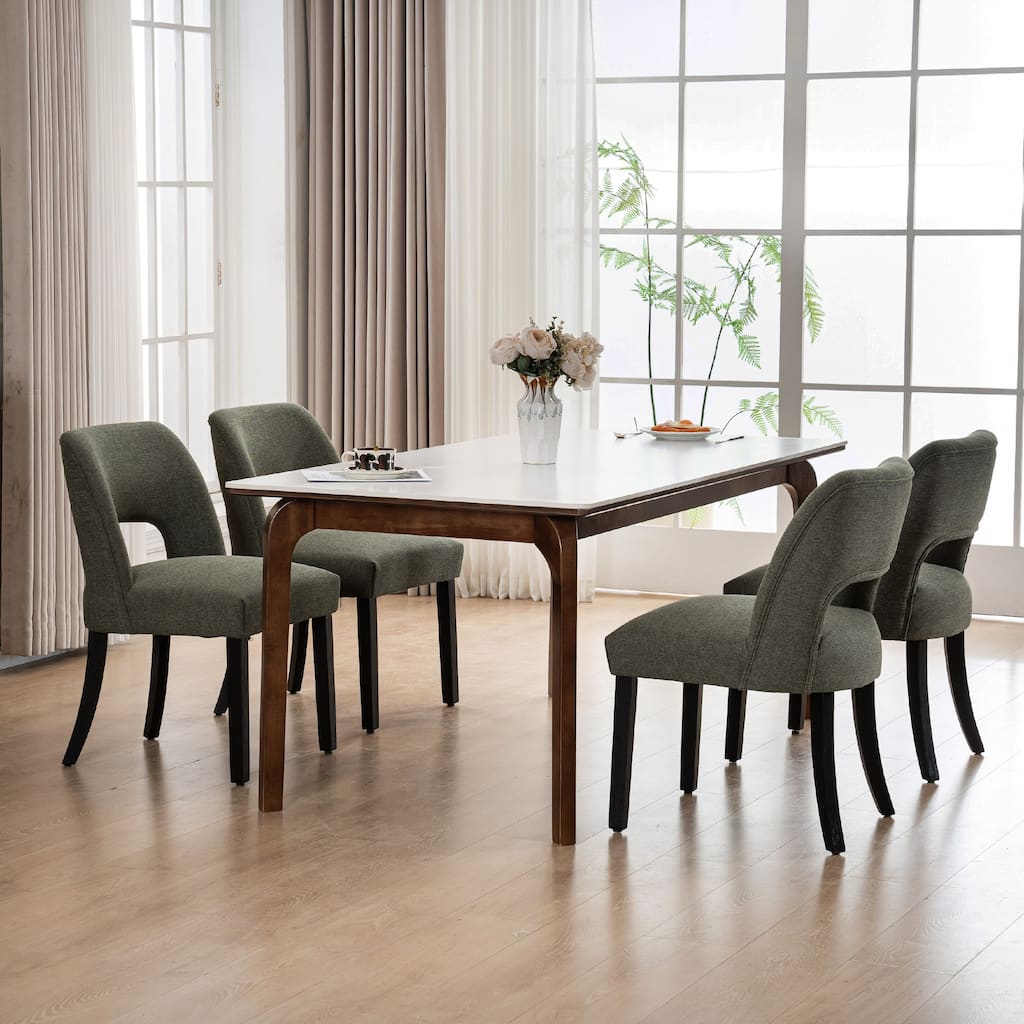 Set of 2/4/6 Modern Fabric Upholstered Dining Room Chair Kitchen Chairs with Wood legs