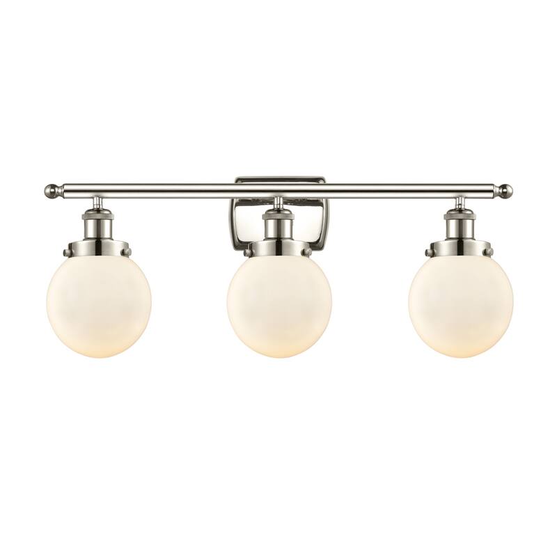 Innovations Lighting 916-3W-11-26 Beacon Vanity Beacon 3 Light 26" - Polished Nickel / Matte White