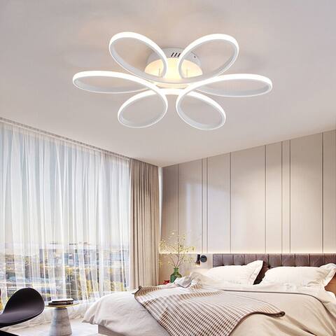 Modern Acrylic LED Ceiling Light Semi Flush Mount Lamp - 22.85x22.85x4.33 inches