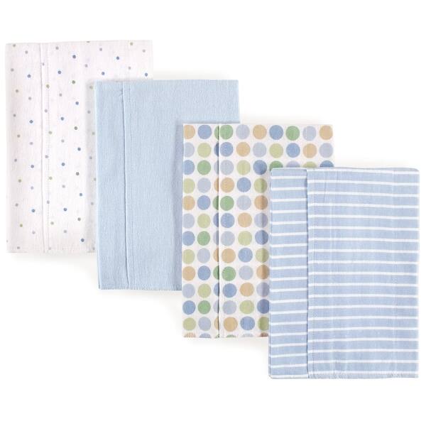 slide 1 of 1, Luvable Friends Baby Boy Cotton Flannel Burp Cloths 4pk, Blue Dots, One Size - Blue Dots - One Size One Size - Blue Dots