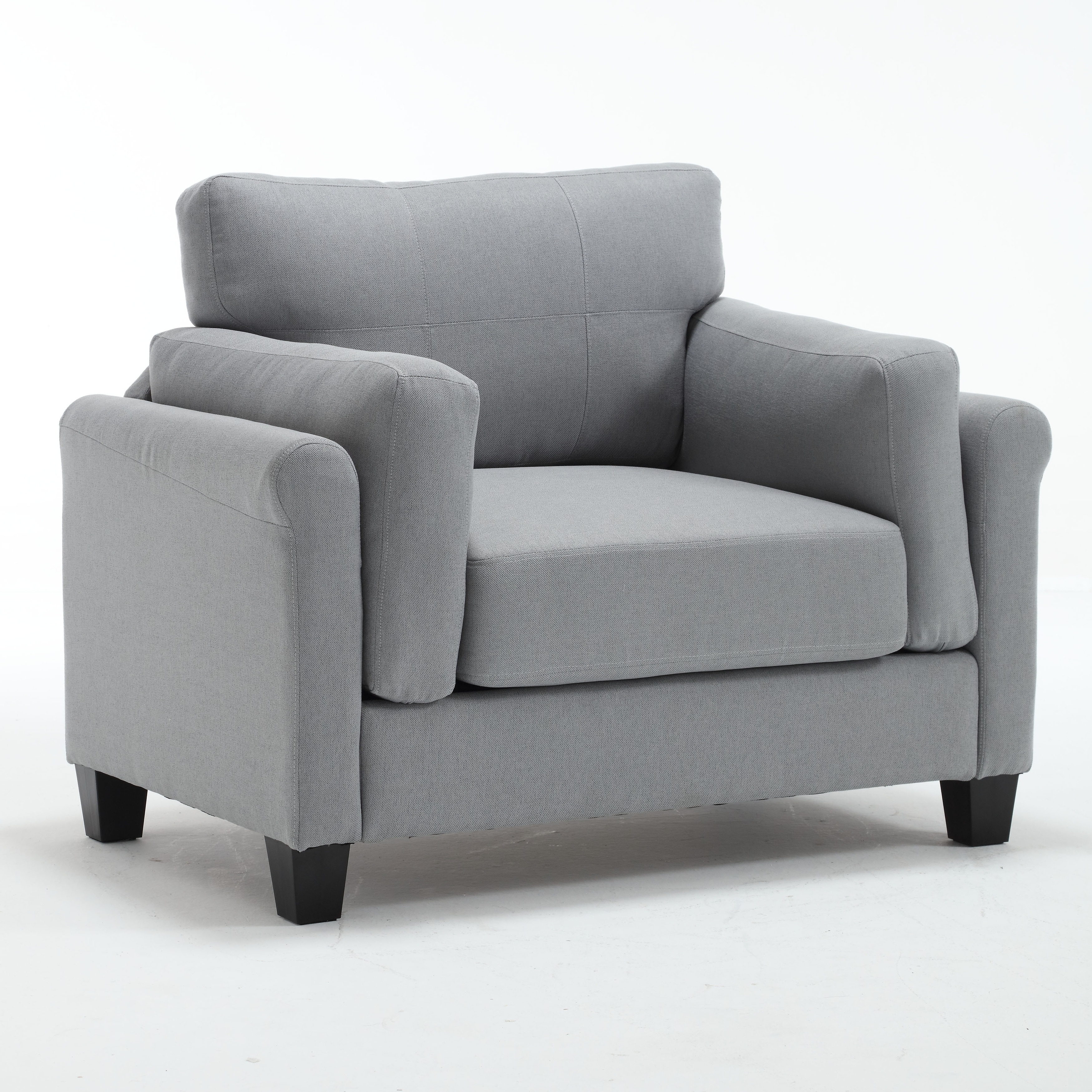 Gray Modern Upholstered Accent Chair with Solid Plastic